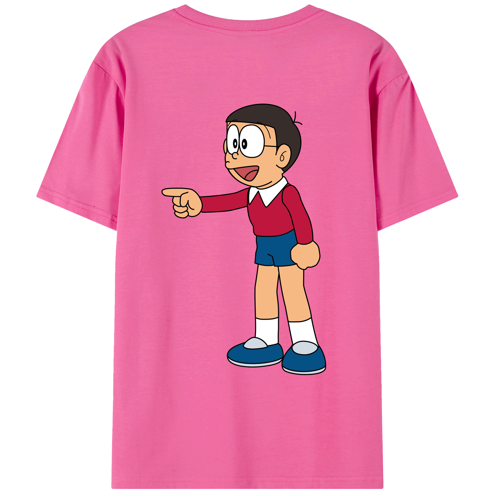 （画像用） ドラえもん 野比 のび太 Doraemon Nobita Nobi レディース半袖Tシャツ(バックプリント)